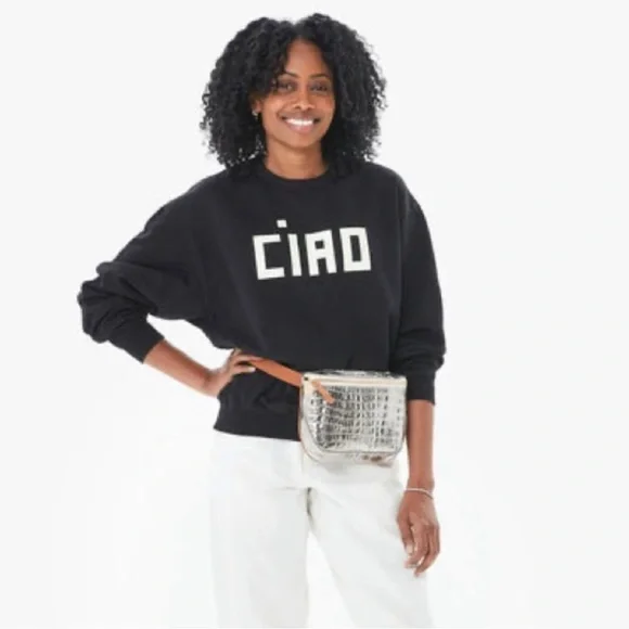 Clare V Metallic Silver Crossbody with Tan Accents - Picture 4 of 12